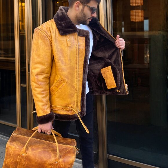 AMJ Lloyd Luxury Orange-Patina Premium Original Leather Jacket for Men - Picture 2 of 12